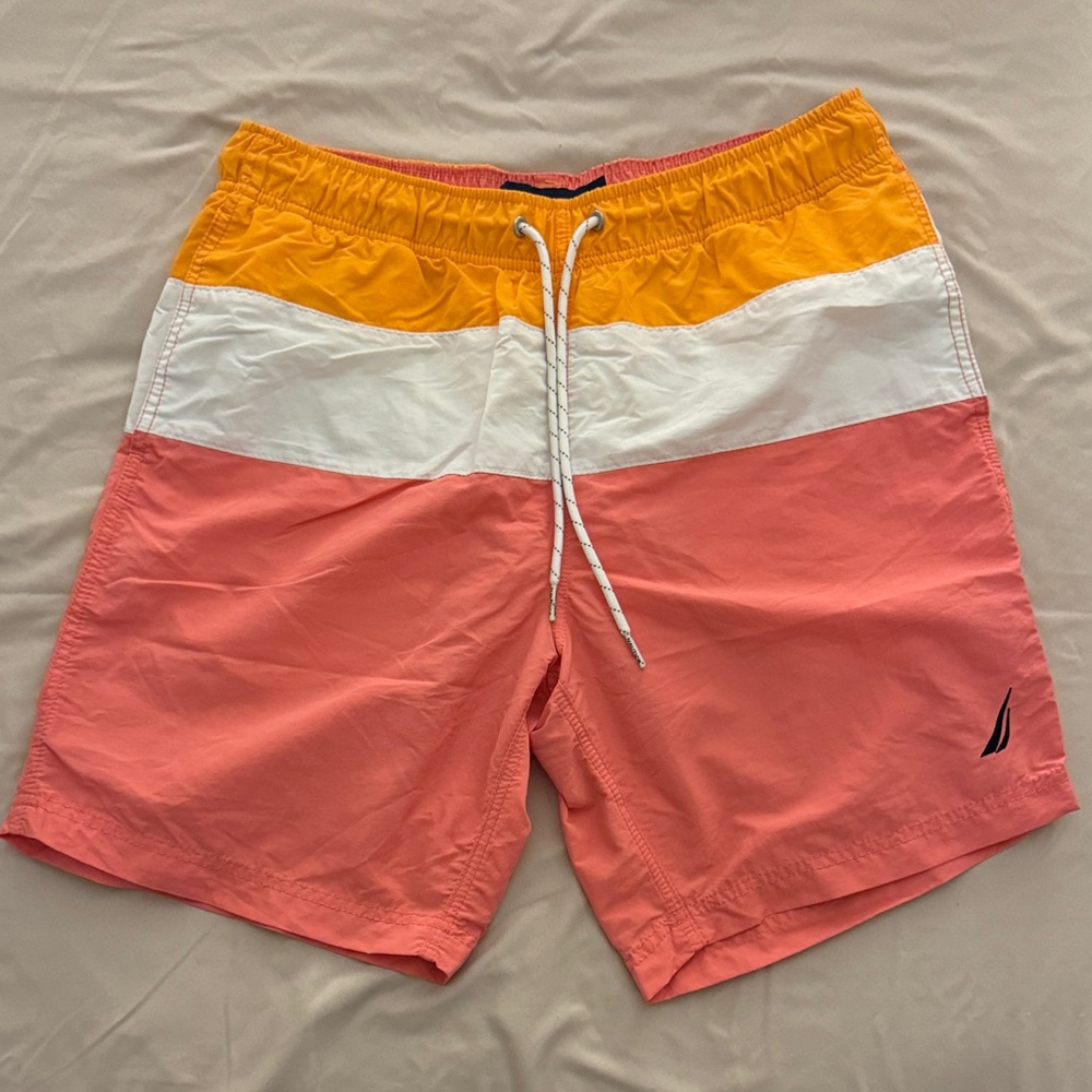 Nautica Men's Swim Trunks - Orange, White, Pink